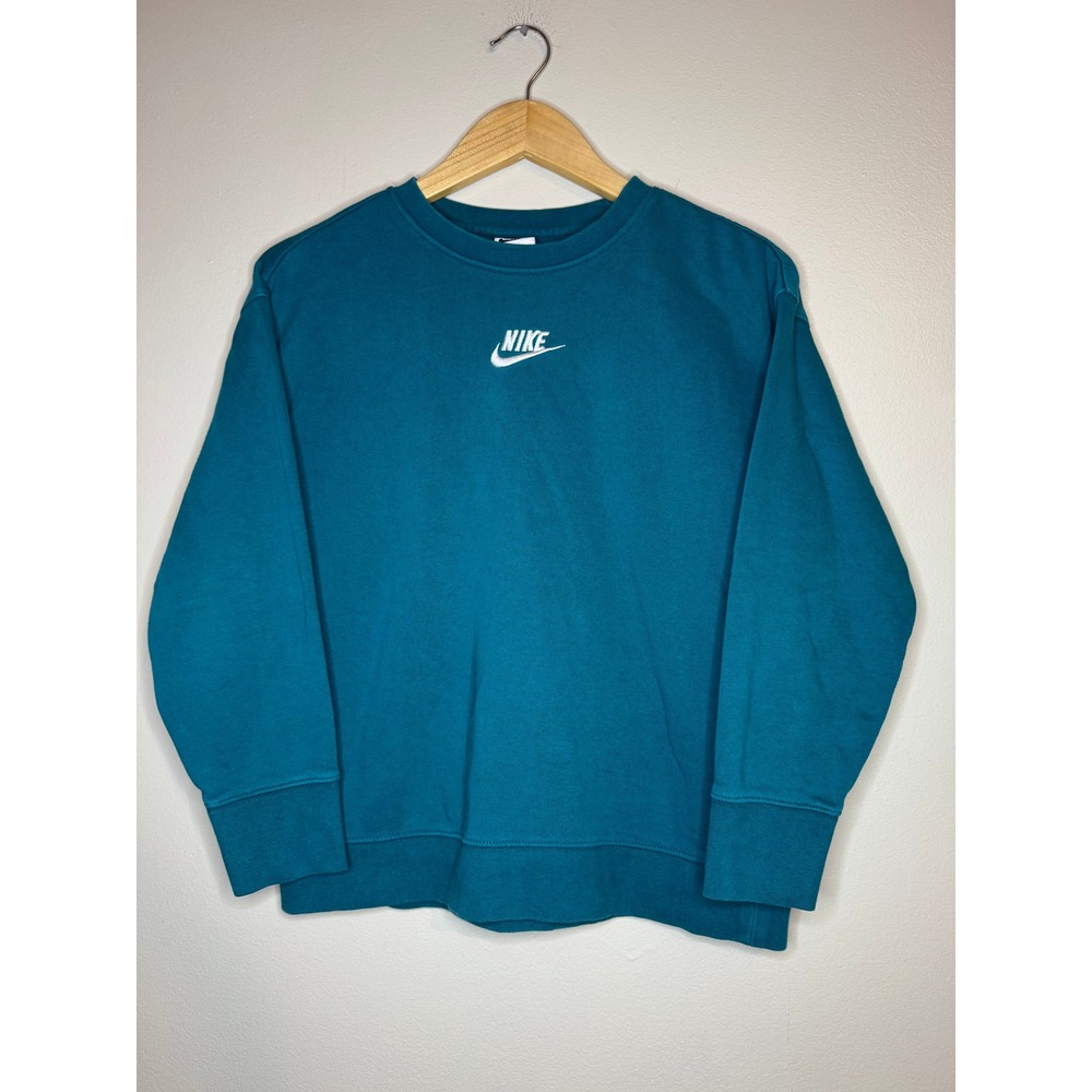 Nike Sportswear Essential Fleece Crewneck Sweatshirt Teal Blue Womens Medium